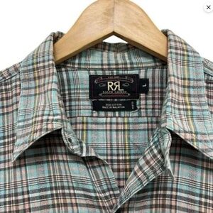 RRL Ralph Lauren Double RL Button Down Shirt Plaid Short Sleeve Southwestern L